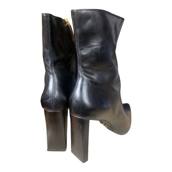 Donna Karan Ankle Boots Women's Size 9 Black Leather Pointy Toe High Heel Dress - Picture 4 of 11